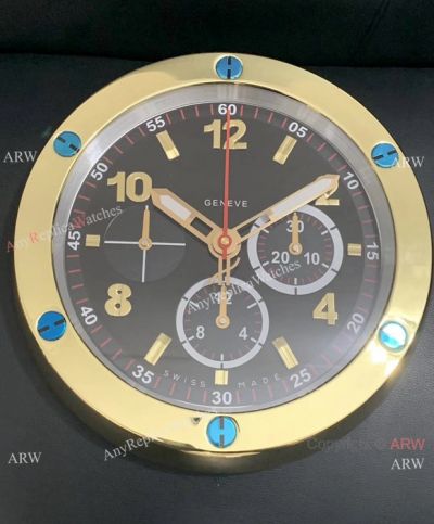 Copy Hublot Big Bang Yellow Gold Black Face Wall Clock 34CM